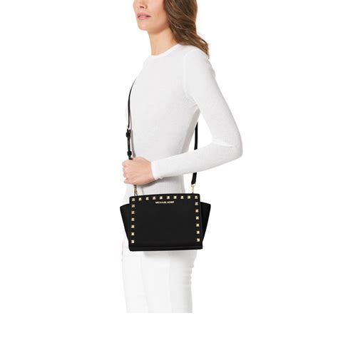 michael michael kors medium selma studded messenger|michael kors selma medium black.